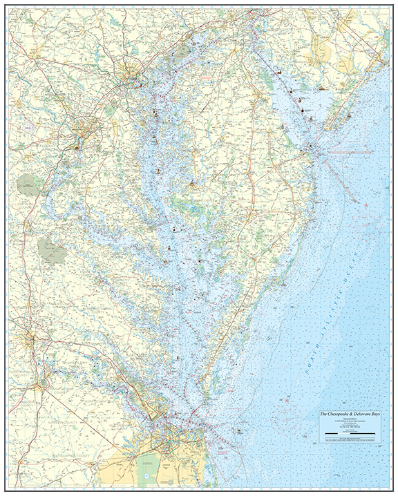 Chesapeake and Delaware Bays Wall Chart – 46.5″ x 58″